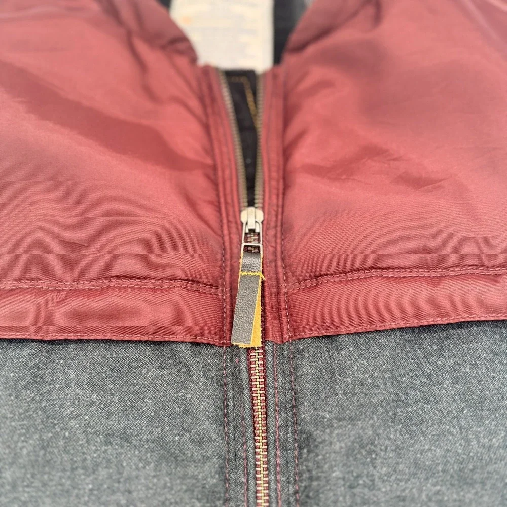 Tommy Bahama men's zip vest in charcoal gray and maroon